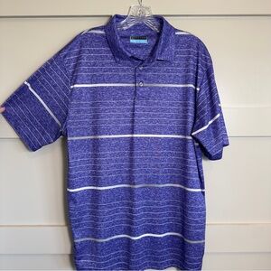 PGA Tour Polo Shirt Golf Purple Stripe Athletic Active Short Sleeve Casual Large